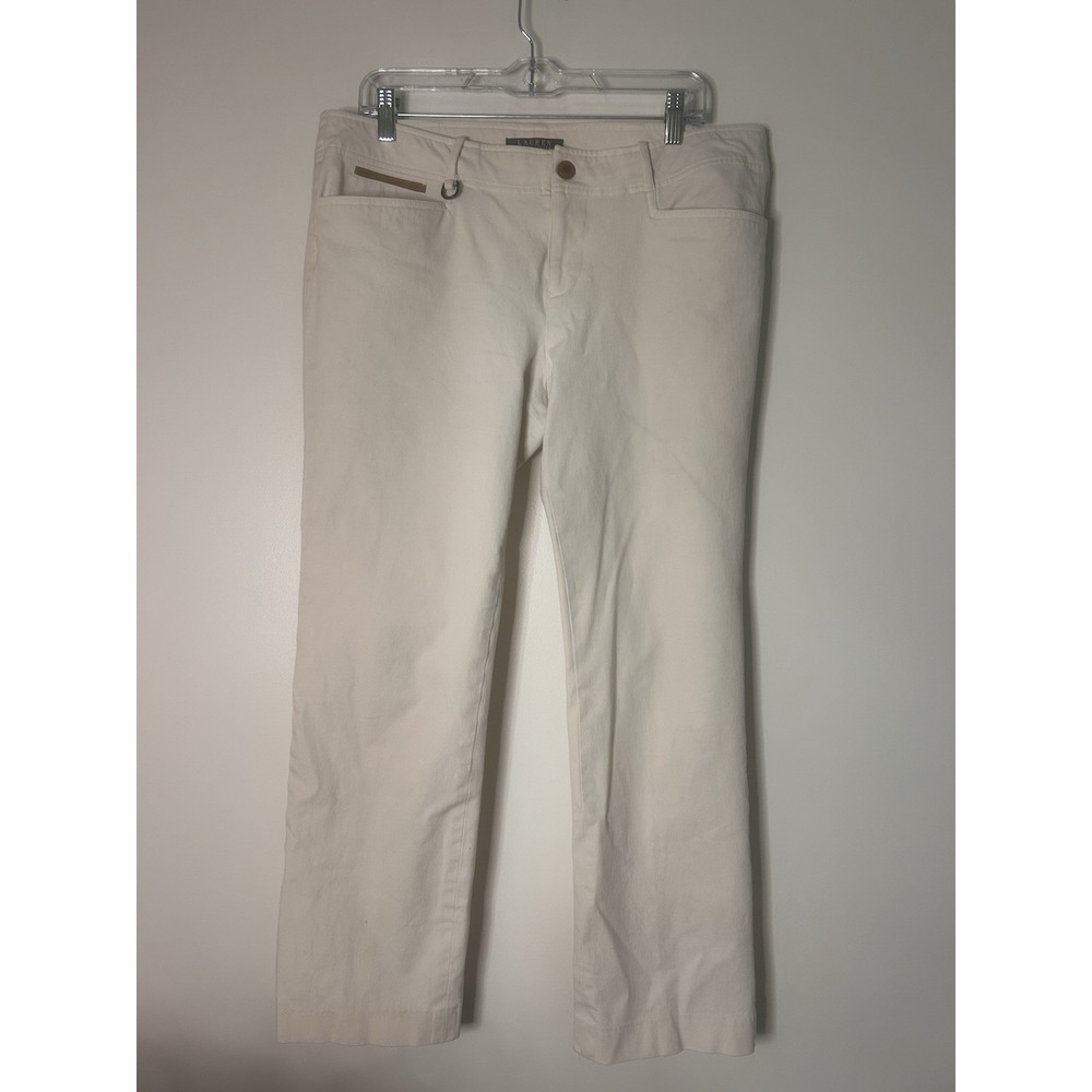 Lauren Ralph Lauren Size 12 Women's 5 Pocket Pants Beige Straight Leg